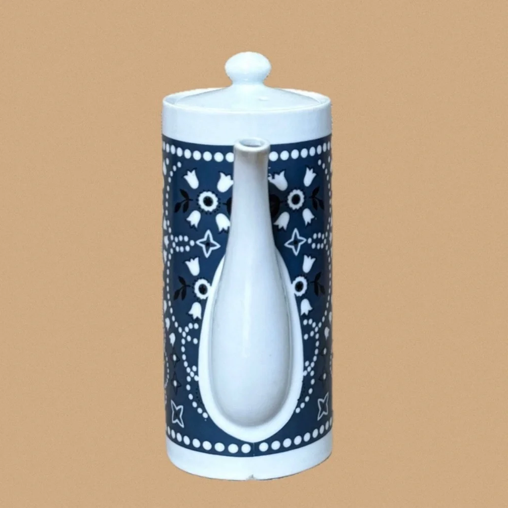 Vintage Bandana Print Ceramic Coffee Pot Boho Southwestern Cottage Core